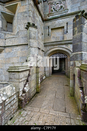 Der Eingang in die Pistole Turm bei Pendennis Castle in Falmouth Cornwall Stockfoto