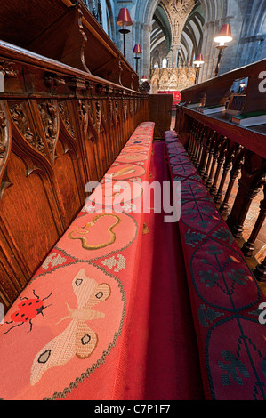 Hereford Kathedrale Herefordshire inneren Chor Sitze Stockfoto