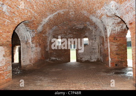 Innere Mauer am historischen Fort Morgan Alabama ein drittes System Verteidigung Küstenwall baute nach dem Krieg von 1812 Stockfoto