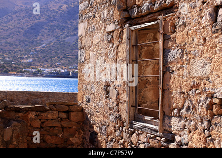 Gebäude und Details auf der Insel Spinalonga Stockfoto