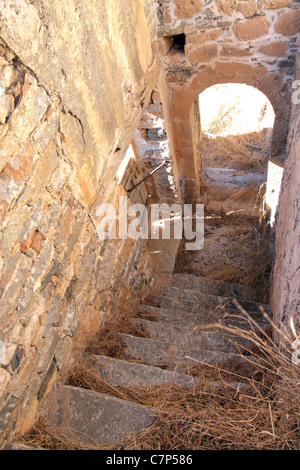 Gebäude und Details auf der Insel Spinalonga Stockfoto