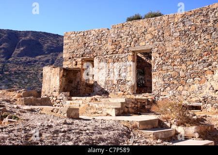 Gebäude und Details auf der Insel Spinalonga Stockfoto