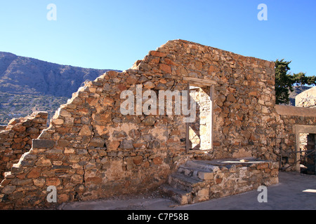 Gebäude und Details auf der Insel Spinalonga Stockfoto