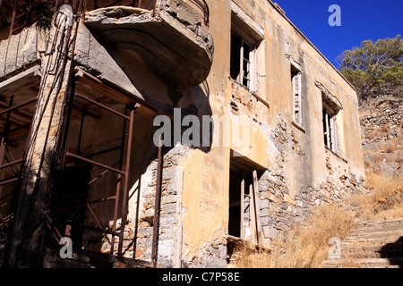 Gebäude und Details auf der Insel Spinalonga Stockfoto