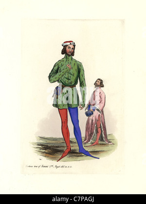 Männertracht der Zeit von Richard II. (1367-1400). Stockfoto
