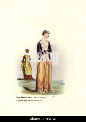 Weibliche Mode Zeit von Richard II., 1367-1400. Stockfoto