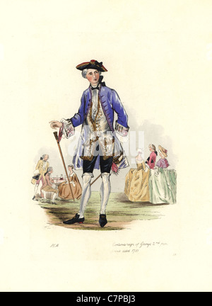 Kostüme aus der Herrschaft von George II, 1751 von Ansichten von Vauxhall Gardens. Stockfoto