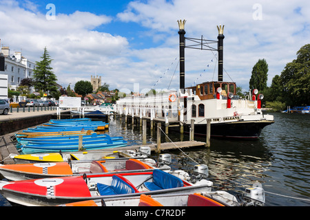 Der Raddampfer "New Orleans" und Boote zum mieten auf der Themse bei Henley-on-Thames, Oxfordshire, England, UK Stockfoto