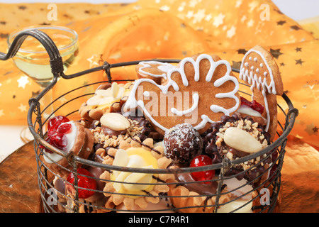 Vielzahl von Weihnachtsplätzchen und Törtchen - detail Stockfoto