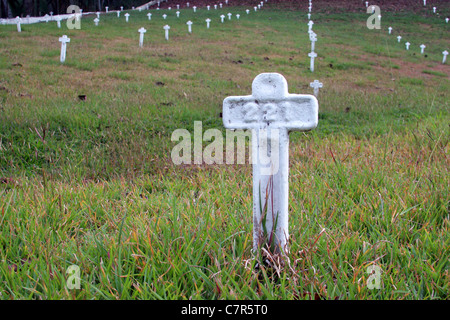 Gräber auf dem französischen Friedhof der alten Panamakanalzone. Stockfoto