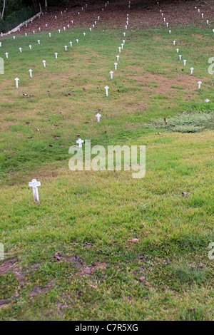 Gräber auf dem französischen Friedhof der alten Panamakanalzone. Stockfoto