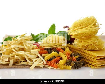 Auswahl an italienischer Pasta, Close Up Shot Stockfoto