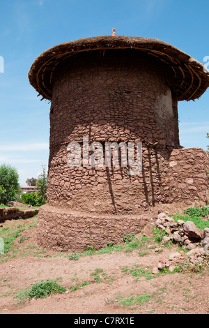 Traditionellen strohgedeckten Tukul in Lalibela, Nord-Äthiopien, Afrika. Stockfoto