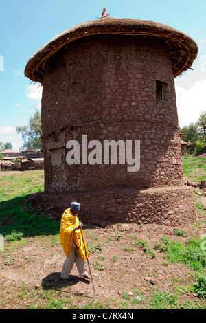 Traditionellen strohgedeckten Tukul in Lalibela, Nord-Äthiopien, Afrika. Stockfoto