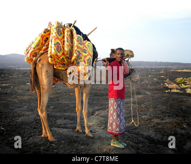 Afrika, Äthiopien, Danakil, Ferne Nomaden Wohnwagen Stockfoto