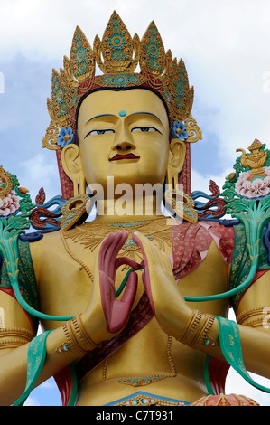 Jampa (Maitreya) Zukunft Buddhastatue berichtet, 32 m, 106 Füße hoch. Diskit Kloster, Deskit Gompa, Diskit Gompa Stockfoto
