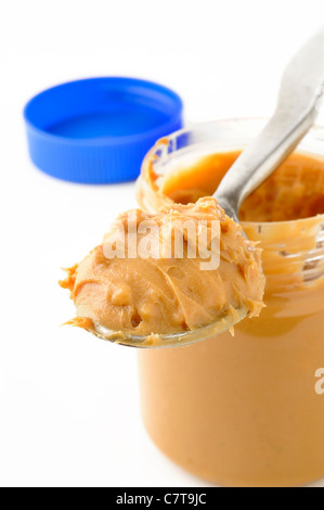 Esslöffel Erdnussbutter Stockfoto