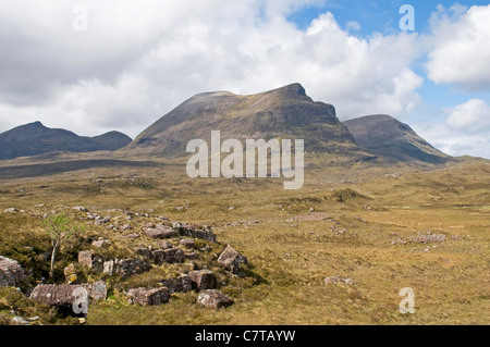 Segeln Sie, Gorm und Segeln Gharbh der Quinag-Gruppe. Stockfoto