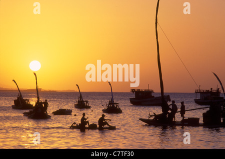 Jangadas, Seaworth Segeln Floß von Fischern der Nordosten Brasiliens genutzt. Ceará Staates Ufer. Hummerfang, Brasilien. Stockfoto