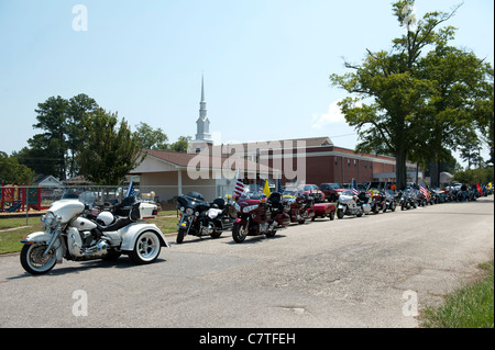 Motorrad von Patriot Guard Fahrer bei der Beerdigung eines gefallenen Marines, Lanze-Obergefreites Travis Nelson Stockfoto