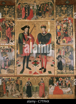 Gotische Kunst. 15. Jahrhundert. Jaume Huguet (c. 1415-1492). Katalanischer Maler. Altarbild des Heiligen Abdon und Senen (1460-1461). Stockfoto