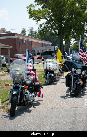 Motorrad von Patriot Guard Fahrer bei der Beerdigung eines gefallenen Marines, Lanze-Obergefreites Travis Nelson Stockfoto