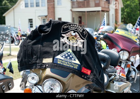 Motorrad von Patriot Guard Fahrer bei der Beerdigung eines gefallenen Marines, Lanze-Obergefreites Travis Nelson Stockfoto