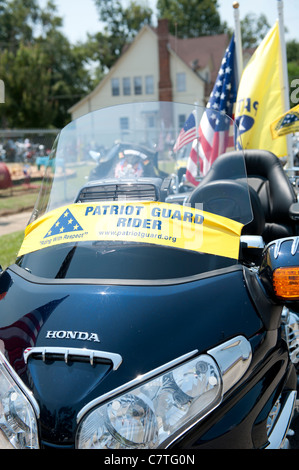 Motorrad von Patriot Guard Fahrer bei der Beerdigung eines gefallenen Marines, Lanze-Obergefreites Travis Nelson Stockfoto