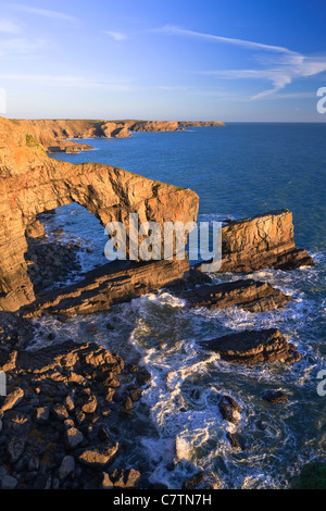 Grüne Brücke von Wales St Govans Landzunge Pembrokeshire Wales Stockfoto