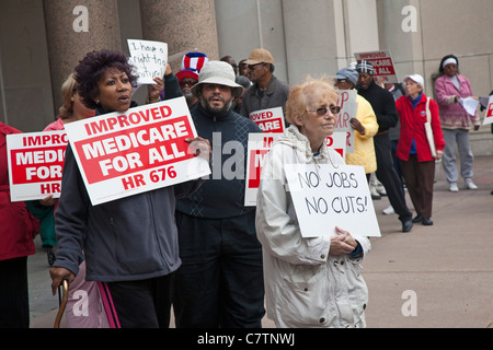 Protest gegen Sozialabbau Michigan Stockfoto