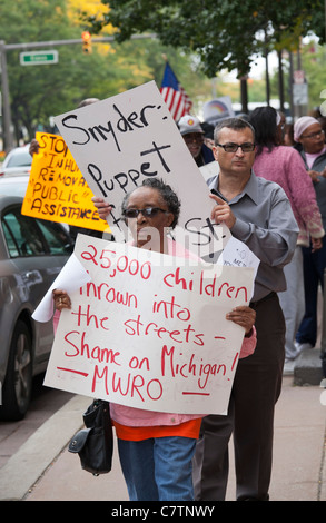 Protest gegen Sozialabbau Michigan Stockfoto