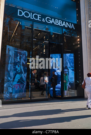 Paris, Frankreich, Vorderseite des Bekleidungsgeschäft, "Dolce & Gabbana" Shopping auf High Street, "Avenue Montaigne" Stockfoto