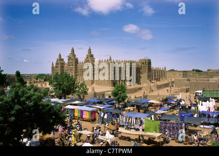 Mali, Djenné, die große Moschee und dem Markt Stockfoto