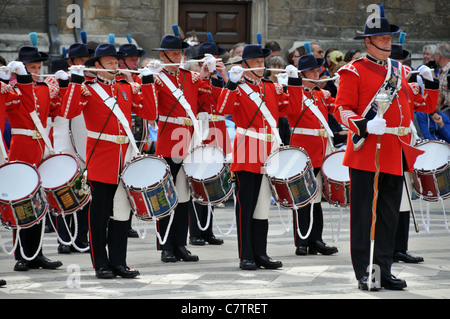 Blaskapelle London Pearly Kings & Königinnen Gesellschaft costermonger Erntefest Stockfoto