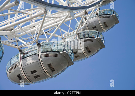 Passagier-Kapseln mit dem London Eye, dem Millennium Wheel Stockfoto