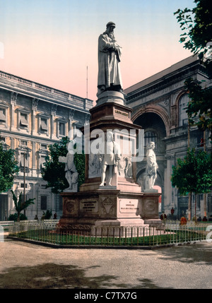 Denkmal für Leonardo da Vinci, Mailand, Italien, um 1900 Stockfoto