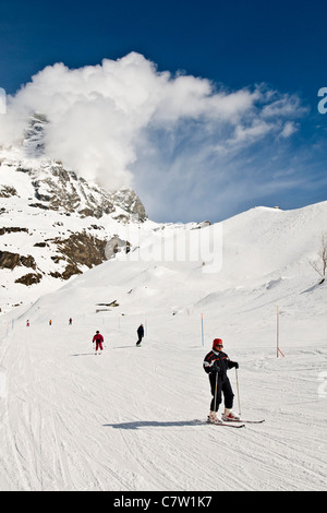 Italien, Aostatal, Cervinia, Skipiste Stockfoto