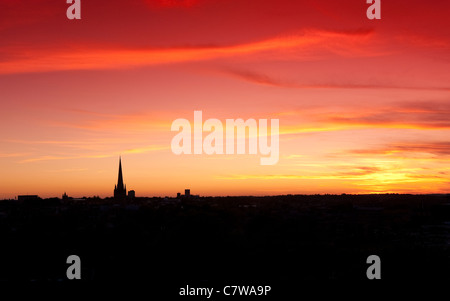 Sonnenuntergang über Norwich, Norfolk, england Stockfoto