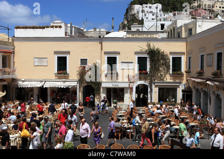 Italien, Kampanien, Capri, der Hauptplatz La Piazzetta, Umberto Platz I Stockfoto