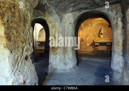 Italien, Apulien, Gravina in Puglia, felsige Kirche von San Michele Stockfoto