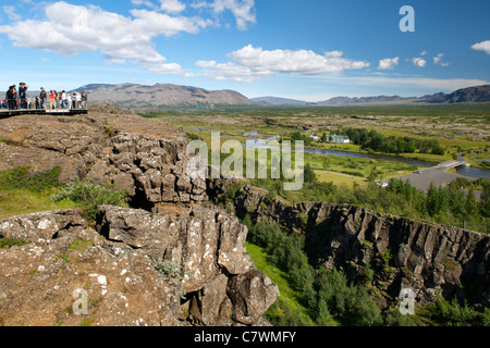 Blick über Thingvellir (Þingvellir) National Park im Südwesten Islands. Stockfoto