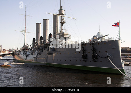 Russische Kreuzer Aurora, ehemalige Kriegsschiff jetzt ein Museumsschiff, St. Petersburg, Russland Stockfoto