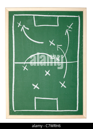 Fußball-Spiel auf einer Tafel zeichnen Stockfoto