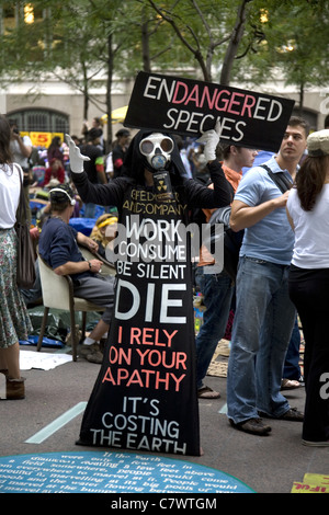 Occupy Wall Street: eine führerlose Bewegung müde von der Gier und Korruption in gov & corporate America. Stockfoto