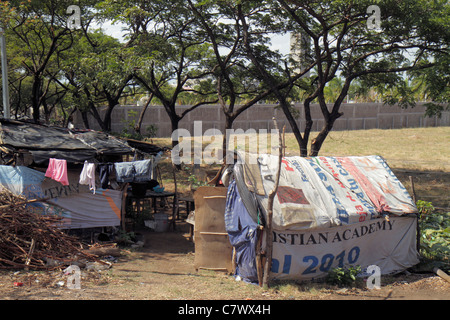 Managua Nicaragua, Avenida Simon Bolivar, Protest, Hausbesetzer, Papphaus, Hütten, Hütten, soziale Verantwortung der Unternehmen, Grupo Pellas, Zuckerhersteller, expo Stockfoto