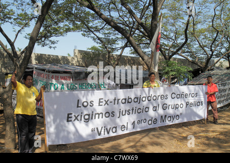 Managua Nicaragua, Avenida Simon Bolivar, Protest, Hausbesetzer, Papphaus, Hütten, Hütten, soziale Verantwortung der Unternehmen, Grupo Pellas, Zuckerhersteller, expo Stockfoto