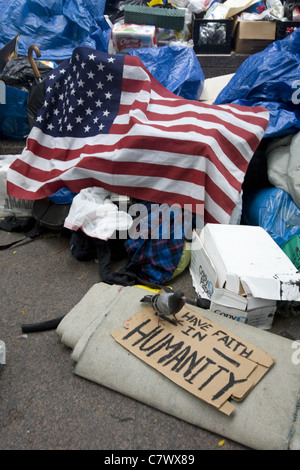 Occupy Wall Street: eine führerlose Bewegung müde von der Gier und Korruption in gov & corporate America. Stockfoto