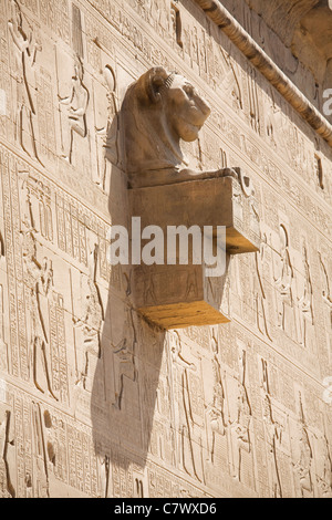 Löwenköpfige Wasser Auslauf an der Außenwand des Tempel der Hathor in Dendera, Ägypten Stockfoto