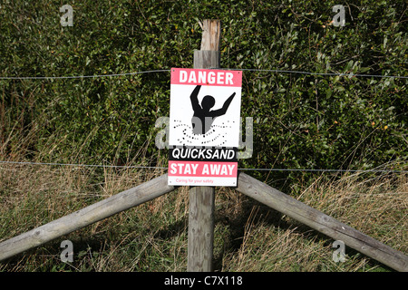 Gefahr Treibsand Warnschild Stockfoto