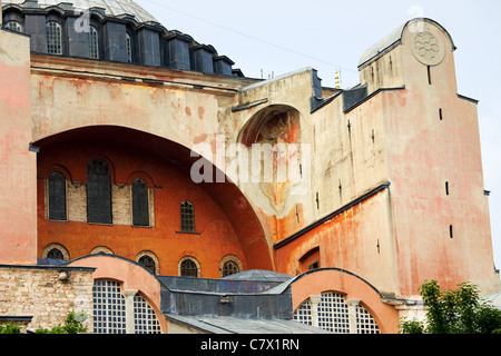 Die Hagia Sophia byzantinische Architektur Details (Kirche der Heiligen Weisheit oder Ayasofya in Türkisch) in Istanbul, Türkei. Stockfoto